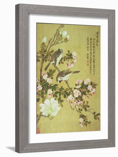 Crabapple, Magnolia and Baitou Birds-Ma Yuanyu-Framed Giclee Print