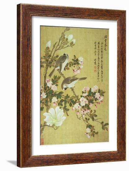 Crabapple, Magnolia and Baitou Birds-Ma Yuanyu-Framed Giclee Print