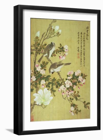 Crabapple, Magnolia and Baitou Birds-Ma Yuanyu-Framed Giclee Print