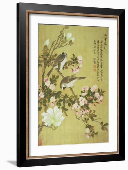 Crabapple, Magnolia and Baitou Birds-Ma Yuanyu-Framed Giclee Print