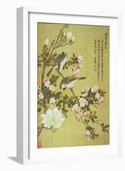 Crabapple, Magnolia and Baitou Birds-Ma Yuanyu-Framed Giclee Print