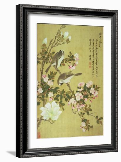 Crabapple, Magnolia and Baitou Birds-Ma Yuanyu-Framed Giclee Print