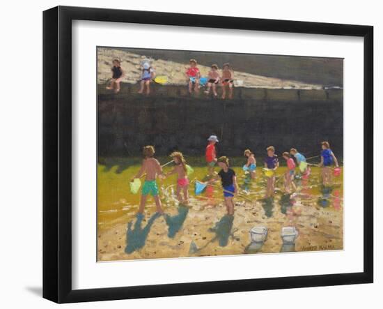 Crabbing in the Harbour,Bude, Cornwall ,2018-Andrew Macara-Framed Giclee Print