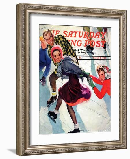 "Crack the Whip", Saturday Evening Post Cover, March 2, 1940-Emery Clarke-Framed Giclee Print