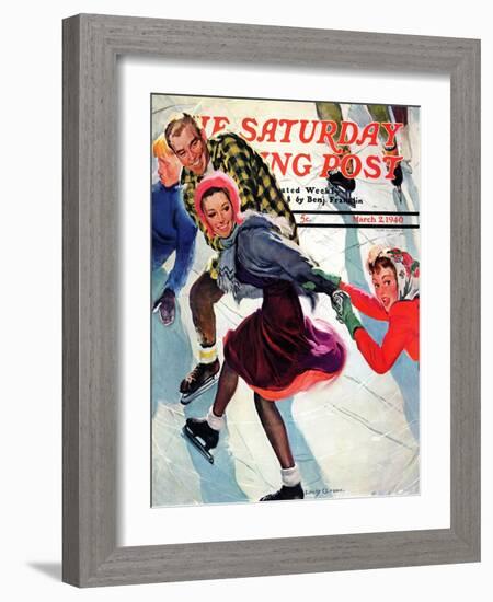 "Crack the Whip", Saturday Evening Post Cover, March 2, 1940-Emery Clarke-Framed Giclee Print