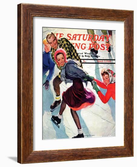 "Crack the Whip", Saturday Evening Post Cover, March 2, 1940-Emery Clarke-Framed Giclee Print