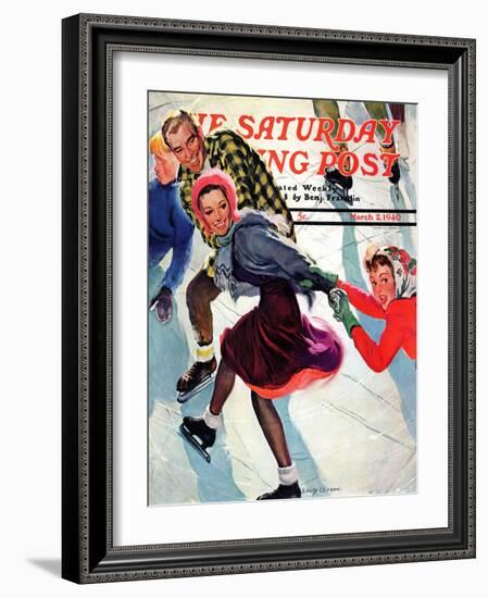 "Crack the Whip", Saturday Evening Post Cover, March 2, 1940-Emery Clarke-Framed Giclee Print