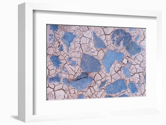 Cracked mud and blue stones, Fuerteventura, Canary Islands-Edwin Giesbers-Framed Photographic Print
