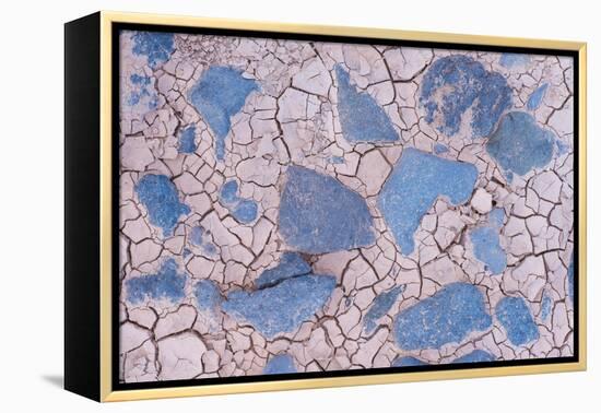 Cracked mud and blue stones, Fuerteventura, Canary Islands-Edwin Giesbers-Framed Premier Image Canvas