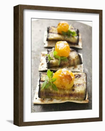 Crackers with Grilled Aubergines and Cherry Tomatoes-null-Framed Photographic Print