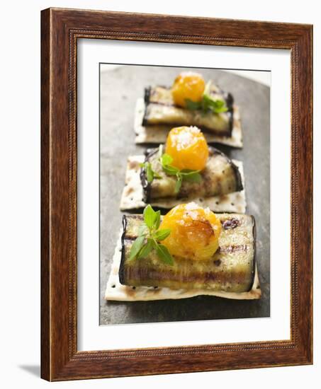 Crackers with Grilled Aubergines and Cherry Tomatoes-null-Framed Photographic Print