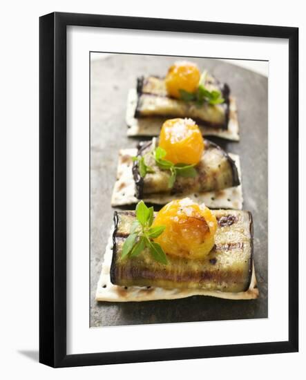 Crackers with Grilled Aubergines and Cherry Tomatoes-null-Framed Photographic Print