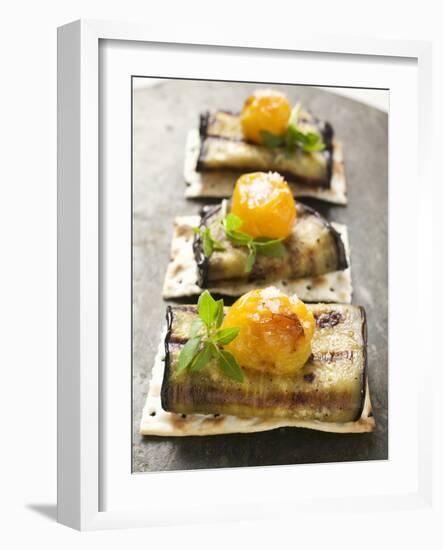 Crackers with Grilled Aubergines and Cherry Tomatoes-null-Framed Photographic Print