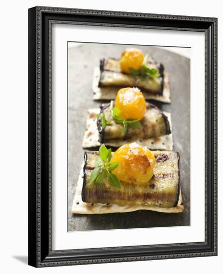 Crackers with Grilled Aubergines and Cherry Tomatoes-null-Framed Photographic Print