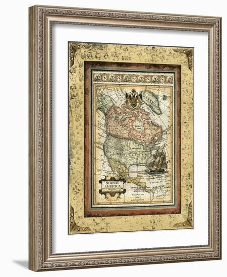 Crackled Map of North America-Deborah Bookman-Framed Art Print