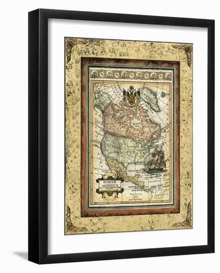 Crackled Map of North America-Deborah Bookman-Framed Art Print