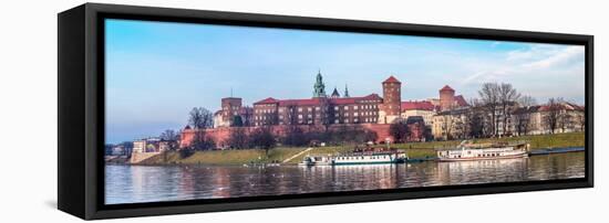 Cracow Skyline with Aerial View of Historic Royal Wawel Castle and City Center-bloodua-Framed Premier Image Canvas