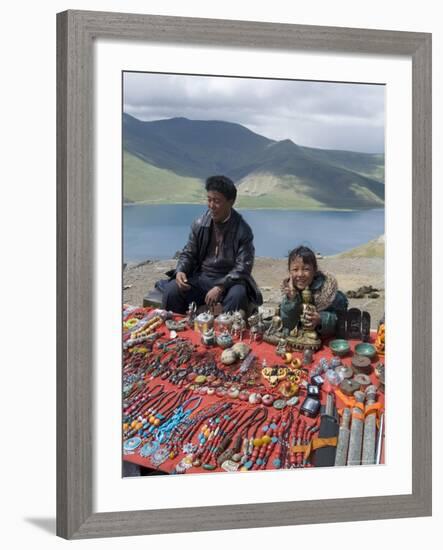 Craft Stand, Turquoise Lake, Tibet, China-Ethel Davies-Framed Photographic Print
