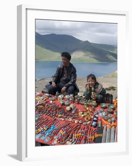 Craft Stand, Turquoise Lake, Tibet, China-Ethel Davies-Framed Photographic Print