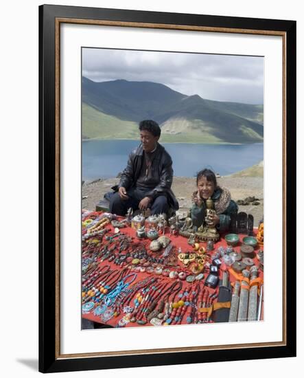 Craft Stand, Turquoise Lake, Tibet, China-Ethel Davies-Framed Photographic Print