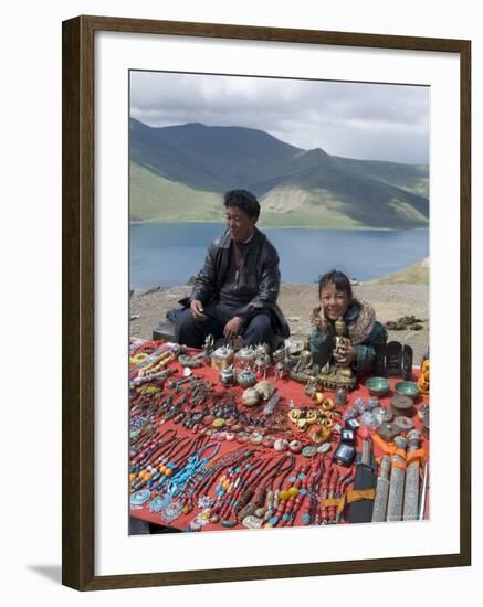 Craft Stand, Turquoise Lake, Tibet, China-Ethel Davies-Framed Photographic Print