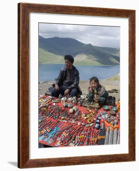 Craft Stand, Turquoise Lake, Tibet, China-Ethel Davies-Framed Photographic Print