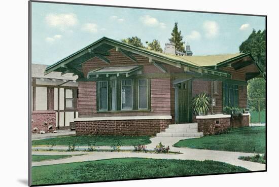 Craftsman Bungalow with Overhang-null-Mounted Art Print