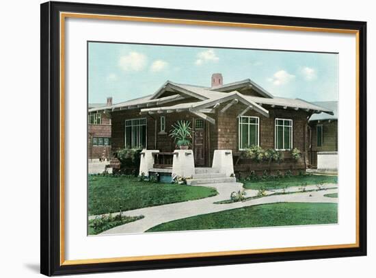 Craftsman House with Pillars-null-Framed Art Print