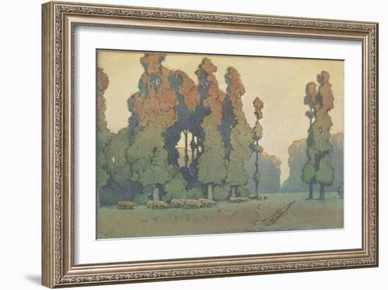 Craftsman Landscape with Sheep-null-Framed Art Print