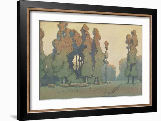 Craftsman Landscape with Sheep-null-Framed Art Print