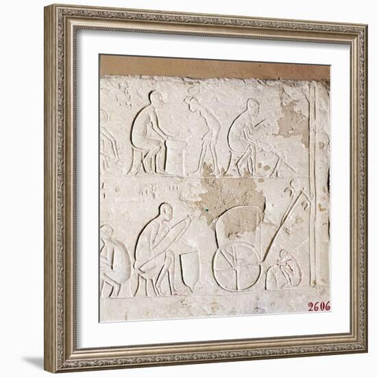 Craftsmen at Work, Blacksmiths, Carriage-Maker and one asleep, c1372BC-1354BC-Unknown-Framed Giclee Print