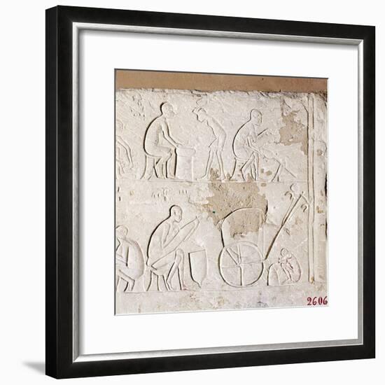 Craftsmen at Work, Blacksmiths, Carriage-Maker and one asleep, c1372BC-1354BC-Unknown-Framed Giclee Print