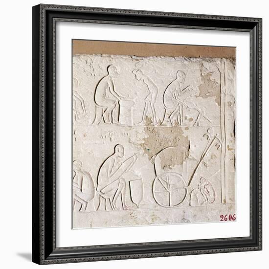 Craftsmen at Work, Blacksmiths, Carriage-Maker and one asleep, c1372BC-1354BC-Unknown-Framed Giclee Print