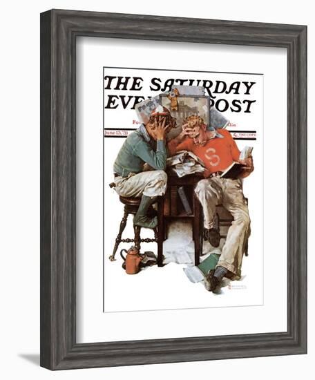 "Cramming" Saturday Evening Post Cover, June 13,1931-Norman Rockwell-Framed Giclee Print