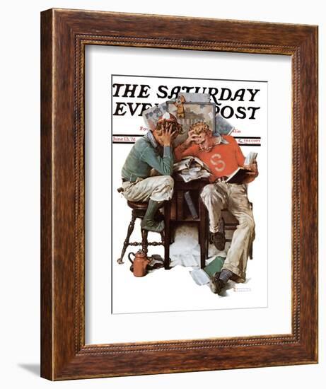 "Cramming" Saturday Evening Post Cover, June 13,1931-Norman Rockwell-Framed Giclee Print