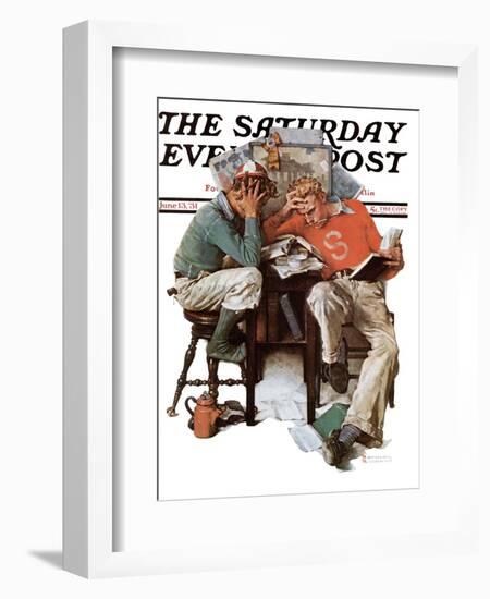 "Cramming" Saturday Evening Post Cover, June 13,1931-Norman Rockwell-Framed Giclee Print