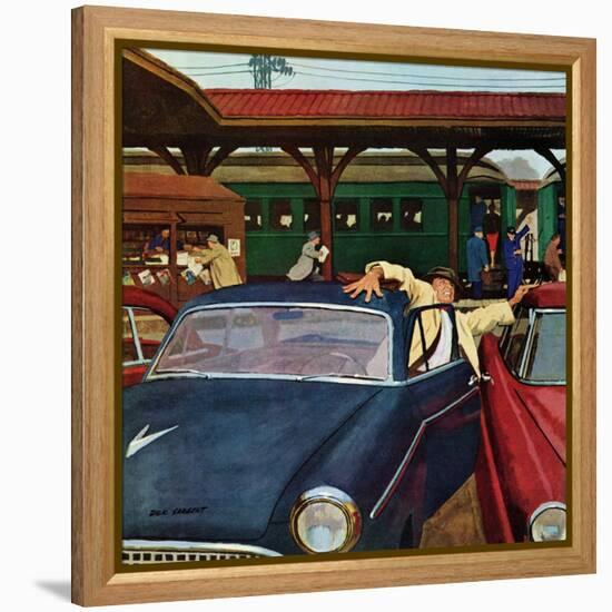 "Cramped Parking," March 5, 1960-Richard Sargent-Framed Premier Image Canvas