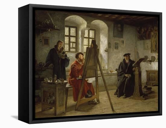 Cranach Painting Luther in the Wartburg Castle, about 1890-Heinrich Stelzner-Framed Premier Image Canvas