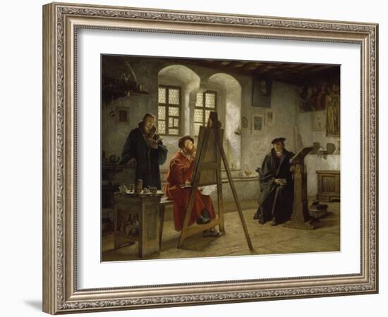 Cranach Painting Luther in the Wartburg Castle, about 1890-Heinrich Stelzner-Framed Giclee Print