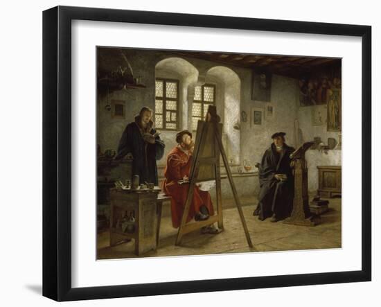 Cranach Painting Luther in the Wartburg Castle, about 1890-Heinrich Stelzner-Framed Giclee Print