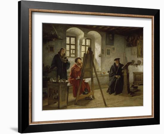 Cranach Painting Luther in the Wartburg Castle, about 1890-Heinrich Stelzner-Framed Giclee Print