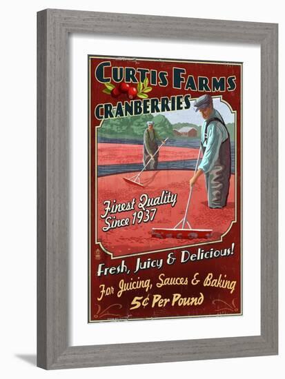 Cranberry Farm - Vintage Sign-Lantern Press-Framed Art Print