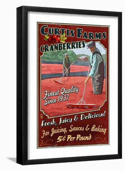 Cranberry Farm - Vintage Sign-Lantern Press-Framed Art Print
