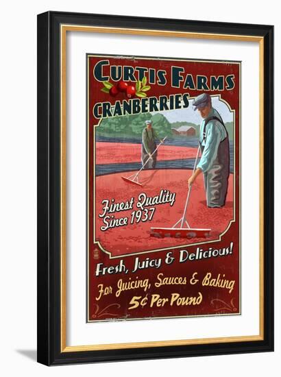 Cranberry Farm - Vintage Sign-Lantern Press-Framed Art Print