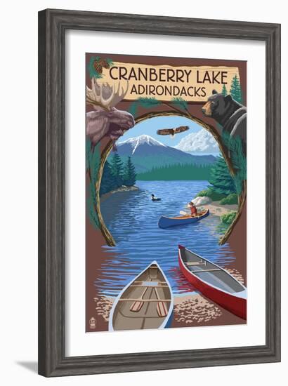 Cranberry Lake, New York - Adirondacks Canoe Scene-Lantern Press-Framed Art Print