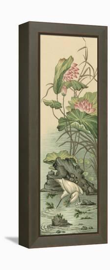 Crane and Lotus Panel II-Racinet-Framed Stretched Canvas