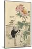 Crane and Peony-Bairei-Mounted Art Print