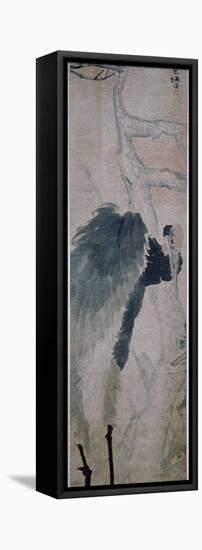 'Crane and Pine', hanging scroll by Jen Po-nien, Chinese, c1890-Werner Forman-Framed Stretched Canvas