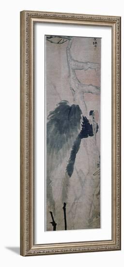 'Crane and Pine', hanging scroll by Jen Po-nien, Chinese, c1890-Werner Forman-Framed Photographic Print