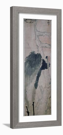 'Crane and Pine', hanging scroll by Jen Po-nien, Chinese, c1890-Werner Forman-Framed Photographic Print